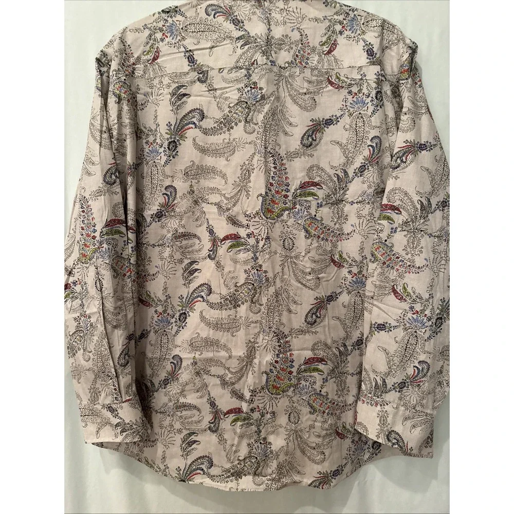 Alan Flusser Mens Floral Gray/W Multicolor Button Up Shirt XXL Long Sleeve NWOT